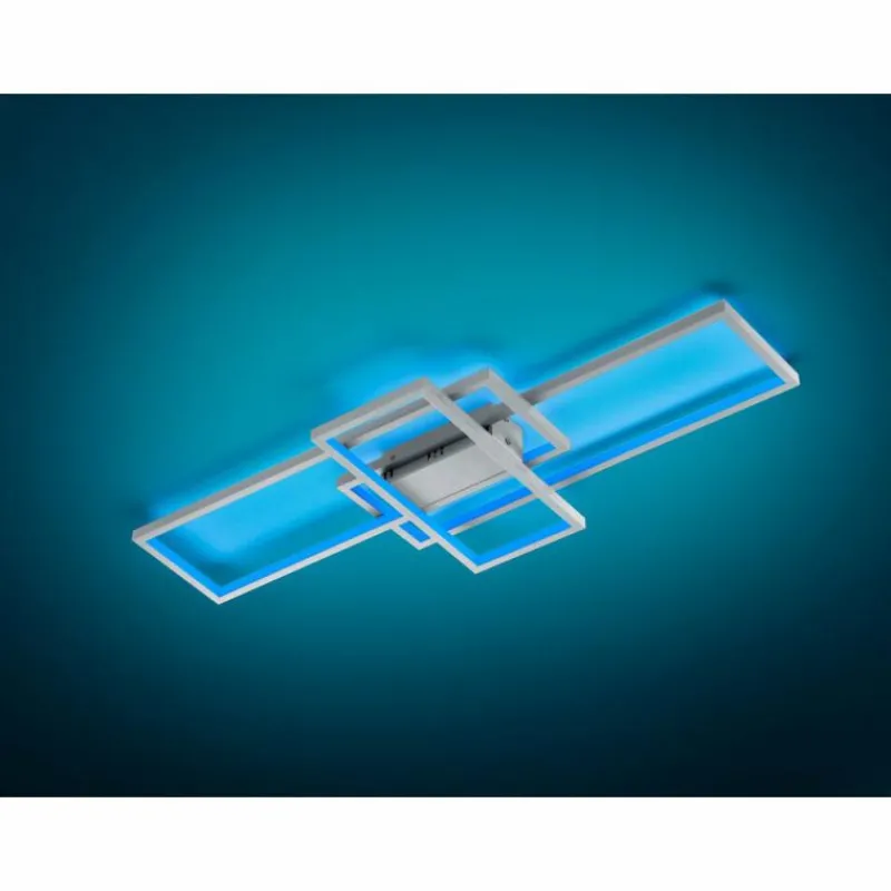 Luminaires Trio Plafonnier Trio THIAGO LED Nickel mat, 1 lumière, Télécommandes, Changeur de couleurs
