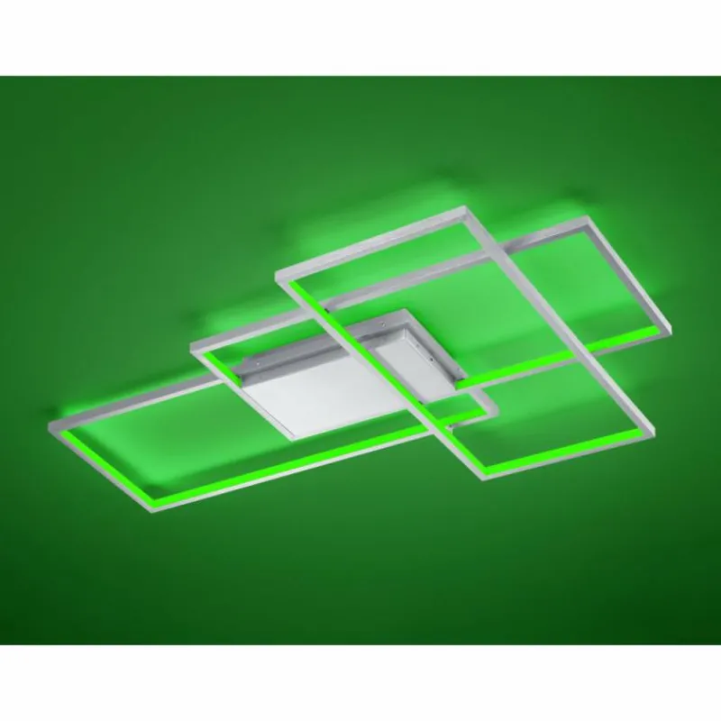 Luminaires Trio Plafonnier Trio THIAGO LED Nickel mat, 1 lumière, Télécommandes, Changeur de couleurs