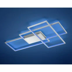 Luminaires Trio Plafonnier Trio THIAGO LED Nickel mat, 1 lumière, Télécommandes, Changeur de couleurs