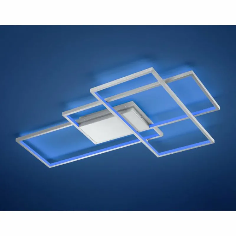 Luminaires Trio Plafonnier Trio THIAGO LED Nickel mat, 1 lumière, Télécommandes, Changeur de couleurs