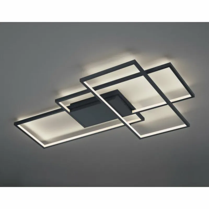Luminaires Trio Plafonnier Trio THIAGO LED Anthracite, 1 lumière, Télécommandes, Changeur de couleurs