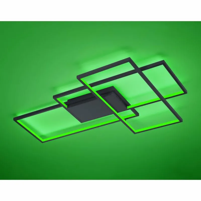 Luminaires Trio Plafonnier Trio THIAGO LED Anthracite, 1 lumière, Télécommandes, Changeur de couleurs