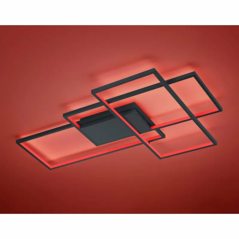 Luminaires Trio Plafonnier Trio THIAGO LED Anthracite, 1 lumière, Télécommandes, Changeur de couleurs