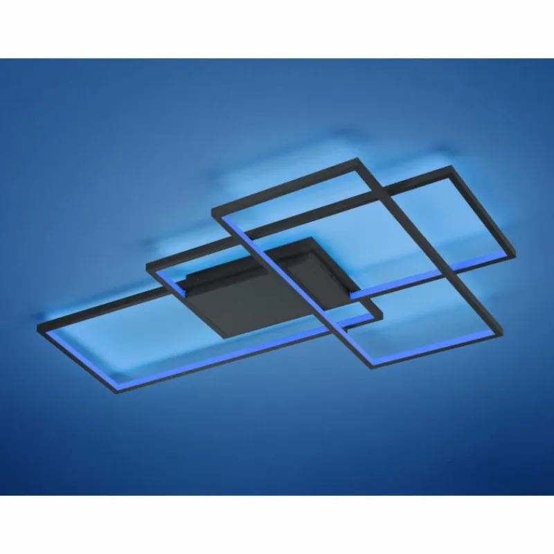 Luminaires Trio Plafonnier Trio THIAGO LED Anthracite, 1 lumière, Télécommandes, Changeur de couleurs
