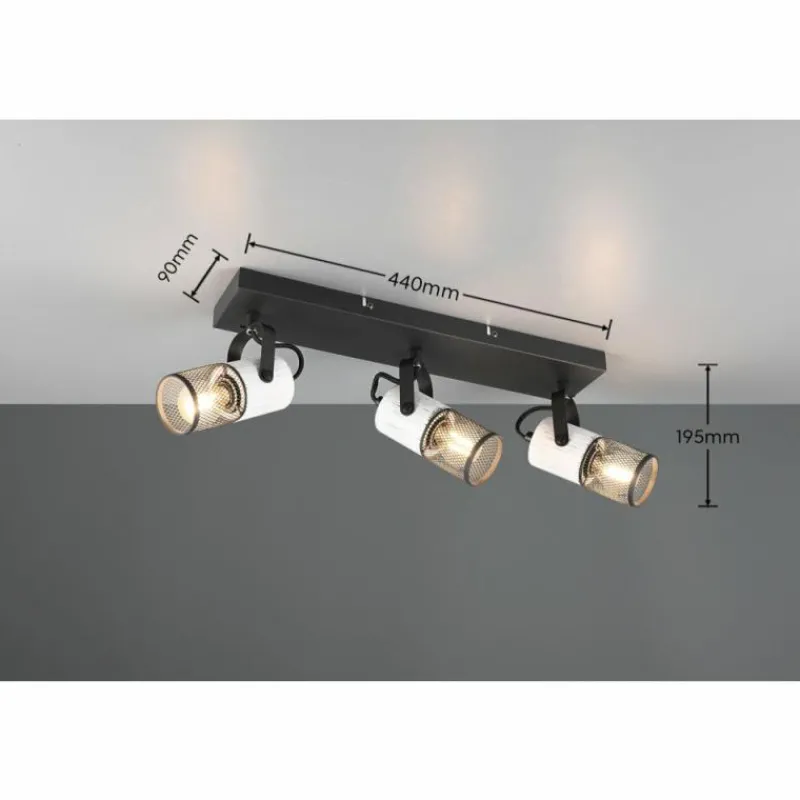 Luminaires Trio Plafonnier Trio TOSH Noir, 3 lumières* Spots Et Projecteurs