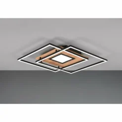 Lampes En Bois-Luminaires Trio Plafonnier Trio Via LED Couleur bois, Noir, 1 lumière, Télécommandes