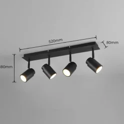 Luminaires Trio Plafonnier Trio-Leuchten Angelo Noir, 4 lumières* Spots Et Projecteurs