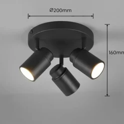 Luminaires Trio Plafonnier Trio-Leuchten Angelo Noir, 3 lumières* Spots Et Projecteurs