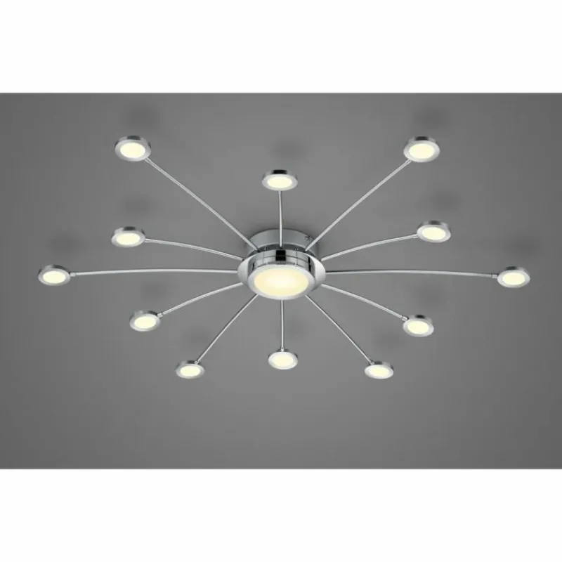 Luminaires Trio Plafonnier Trio-Leuchten Bodrum LED Chrome, 12 lumières, Télécommandes* Éclairage Led