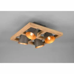 Lampes Vintages & Rétros-Luminaires Trio Plafonnier Trio-Leuchten Bell Brun foncé, Nickel mat, 4 lumières