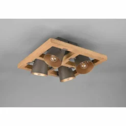 Lampes Vintages & Rétros-Luminaires Trio Plafonnier Trio-Leuchten Bell Brun foncé, Nickel mat, 4 lumières