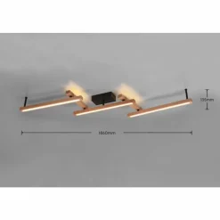 Lampes En Bois-Luminaires Trio Plafonnier Trio-Leuchten Bellari LED Brun, 1 lumière, Télécommandes