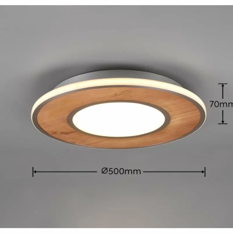 Lampes En Bois-Luminaires Trio Plafonnier Trio-Leuchten Deacon LED Brun, 1 lumière