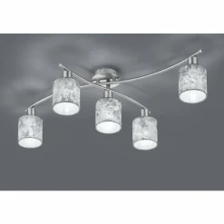 Lampes En Tissu-Luminaires Trio Plafonnier Trio-Leuchten Garda Nickel mat, 5 lumières