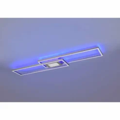 Luminaires Trio Plafonnier Trio-Leuchten Ganado LED Nickel mat, 2 lumières, Télécommandes, Changeur de couleurs* Éclairage Led