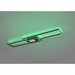 Luminaires Trio Plafonnier Trio-Leuchten Ganado LED Noir, 2 lumières, Télécommandes, Changeur de couleurs* Éclairage Led