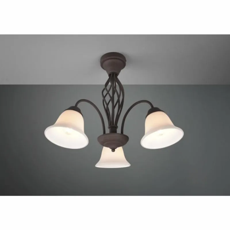 Luminaires Trio Plafonnier Trio-Leuchten Rustica Rouille, 3 lumières