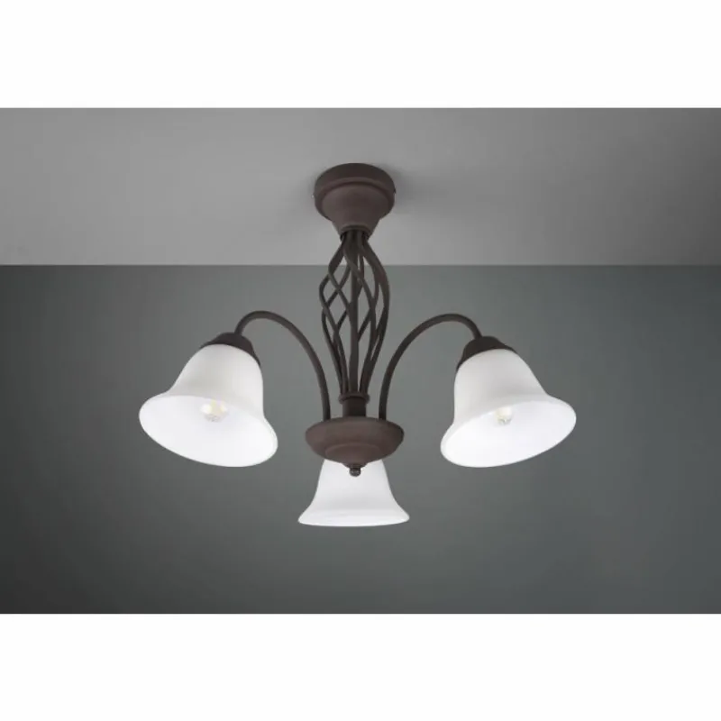 Luminaires Trio Plafonnier Trio-Leuchten Rustica Rouille, 3 lumières