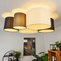 hofstein Plafonnier Trisett Gris, Noir, Blanc, 5 lumières* Plafonniers