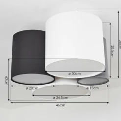 hofstein Plafonnier Trisett Gris, Noir, Blanc, 4 lumières* Plafonniers