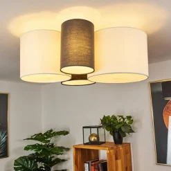 hofstein Plafonnier Trisett Gris, Noir, Blanc, 4 lumières* Plafonniers