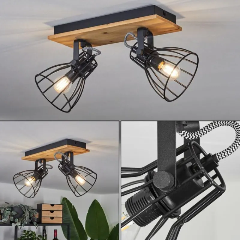 Luminaires Scandinaves-hofstein Plafonnier Tros Écru, Noir, 2 lumières