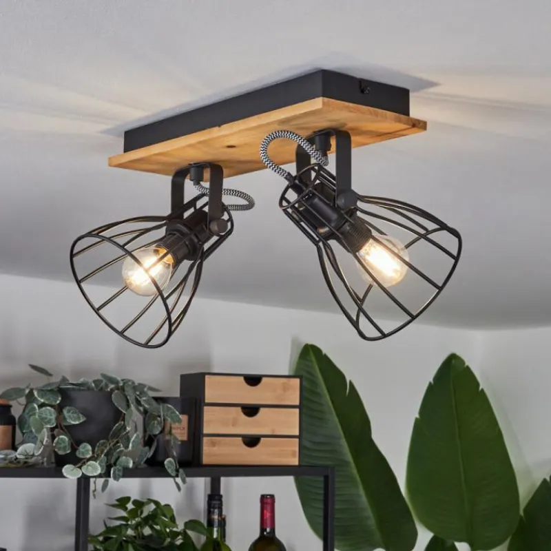 Luminaires Scandinaves-hofstein Plafonnier Tros Écru, Noir, 2 lumières