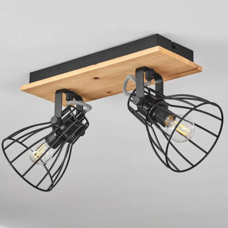 Luminaires Scandinaves-hofstein Plafonnier Tros Écru, Noir, 2 lumières