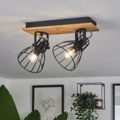 Luminaires Scandinaves-hofstein Plafonnier Tros Écru, Noir, 2 lumières