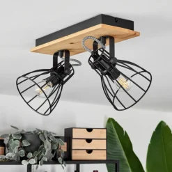 Luminaires Scandinaves-hofstein Plafonnier Tros Écru, Noir, 2 lumières