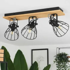 Luminaires Scandinaves-hofstein Plafonnier Tros Écru, Noir, 3 lumières