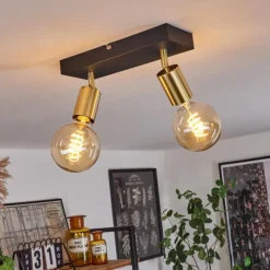 Lampes Dorées-hofstein Plafonnier Tulia Noir, 2 lumières