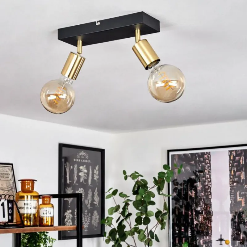 Lampes Dorées-hofstein Plafonnier Tulia Noir, 2 lumières