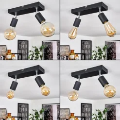 Lampes Vintages & Rétros-hofstein Plafonnier Tulla Chrome, Noir, 2 lumières