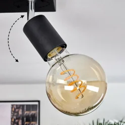 Lampes Vintages & Rétros-hofstein Plafonnier Tulla Chrome, Noir, 2 lumières