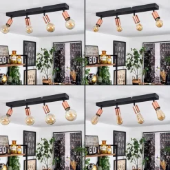 hofstein Plafonnier Tulla Cuivre, Noir, 4 lumières