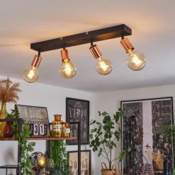 hofstein Plafonnier Tulla Cuivre, Noir, 4 lumières