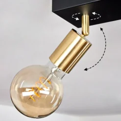 Lampes Vintages & Rétros-hofstein Plafonnier Tulla Laiton, Noir, 4 lumières