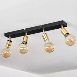 Lampes Vintages & Rétros-hofstein Plafonnier Tulla Laiton, Noir, 4 lumières