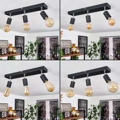 Lampes Vintages & Rétros-hofstein Plafonnier Tulla Noir, 3 lumières