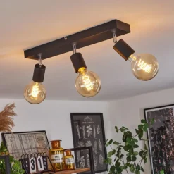Lampes Vintages & Rétros-hofstein Plafonnier Tulla Noir, 3 lumières