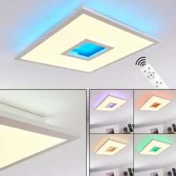 hofstein Plafonnier Turbalá LED Blanc, 2 lumières, Télécommandes, Changeur de couleurs