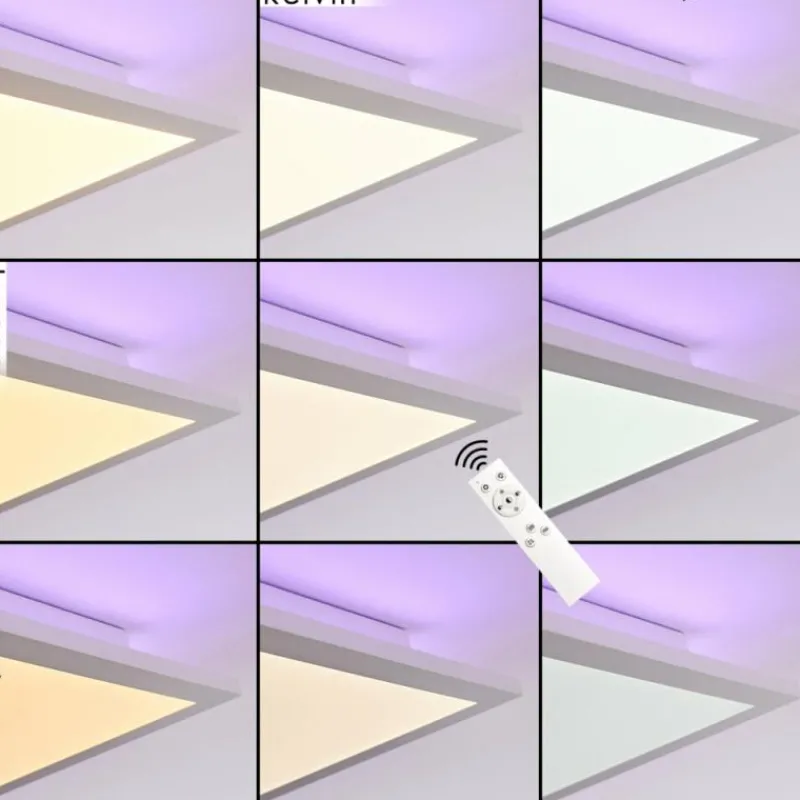 hofstein Plafonnier Turbalá LED Blanc, 2 lumières, Télécommandes, Changeur de couleurs