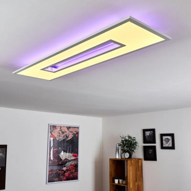 hofstein Plafonnier Turbalá LED Blanc, 1 lumière, Télécommandes, Changeur de couleurs* Éclairage Led