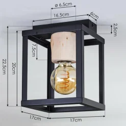 Lampes Vintages & Rétros-hofstein Plafonnier Turiza Bois foncé, Noir, 1 lumière