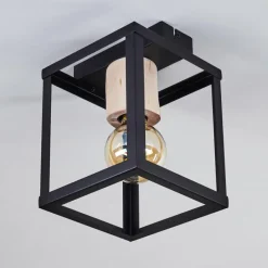 Lampes Vintages & Rétros-hofstein Plafonnier Turiza Bois foncé, Noir, 1 lumière