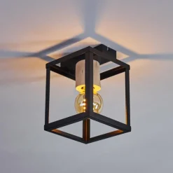 Lampes Vintages & Rétros-hofstein Plafonnier Turiza Bois foncé, Noir, 1 lumière