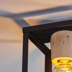 Lampes Vintages & Rétros-hofstein Plafonnier Turiza Bois foncé, Noir, 1 lumière