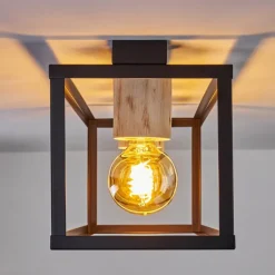 Lampes Vintages & Rétros-hofstein Plafonnier Turiza Bois foncé, Noir, 4 lumières