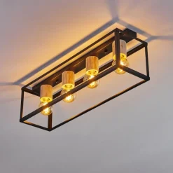 Lampes Vintages & Rétros-hofstein Plafonnier Turiza Bois foncé, Noir, 4 lumières